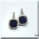 J023. 18K white gold, sterling and sapphire Judith Ripka drop earrings. - $425 